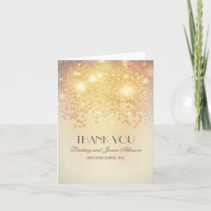 vintage glamour gold lights thank you card