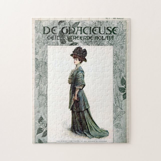 Vintage Glamourous Lady Fashion Illustration  Jigsaw Puzzle (Vertical)