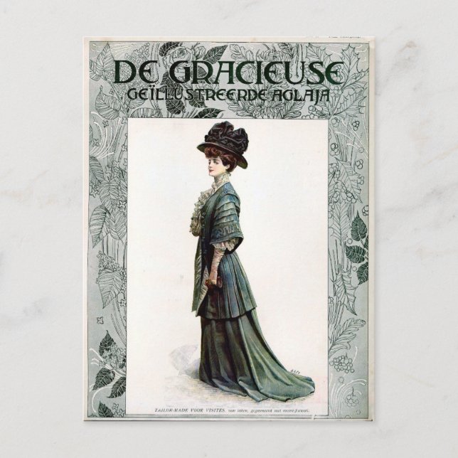 Vintage Glamourous Lady Fashion Illustration    Postcard (Front)