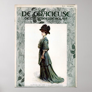 Vintage Glamourous Lady Fashion Illustration Poste Poster