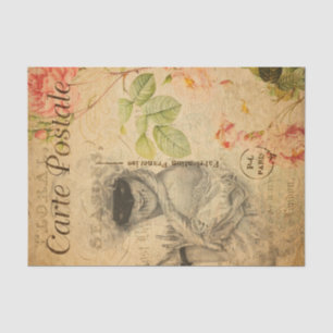 Vintage Glamourous Lady Woman with Mask French Tissue Paper