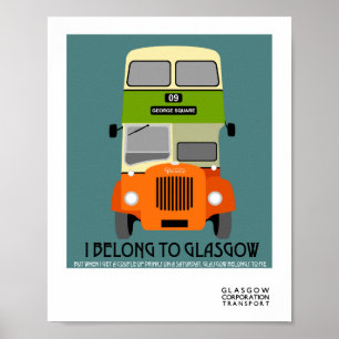 Vintage Glasgow Double Decker bus Pop Art Poster