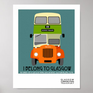 Vintage Glasgow Double Decker bus Pop Art Poster