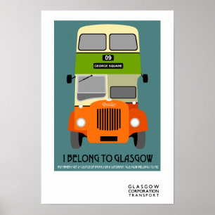 Vintage Glasgow Double Decker bus Pop Art Poster
