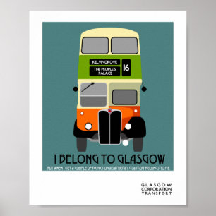 Vintage Glasgow Double Decker bus Pop Art Poster
