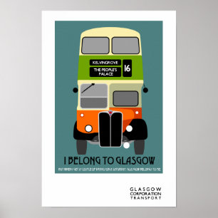 Vintage Glasgow Double Decker bus Pop Art Poster