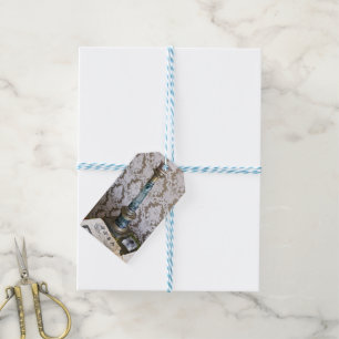 Vintage glass candleholder gift tags