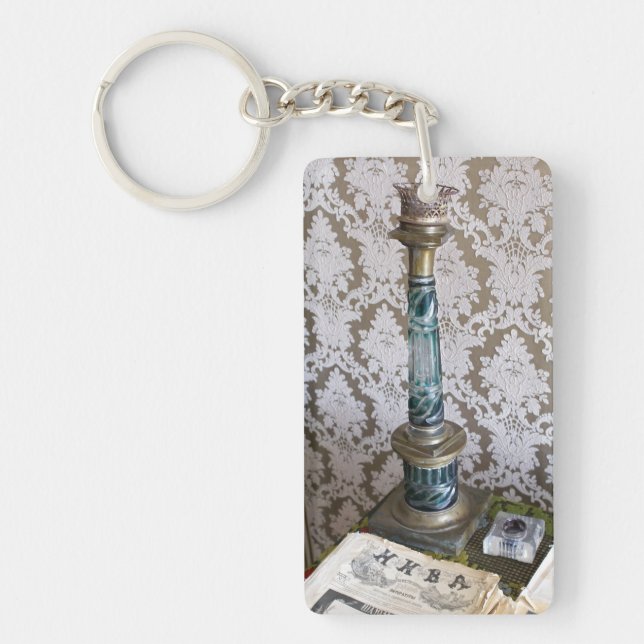 Vintage glass candleholder key ring (Front)