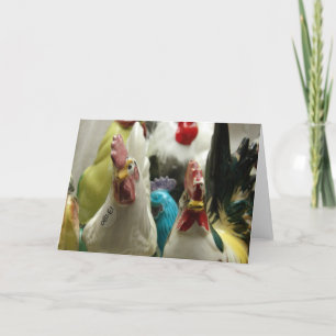 Vintage Glass Chickens All Occasions Card
