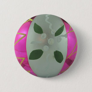 Vintage Glass Christmas Ball Present Decor 6 Cm Round Badge