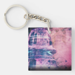 Vintage Glass Digital Art Key Ring