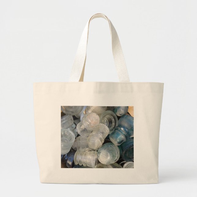 Vintage Glass Insulators Large Tote Bag (Front)
