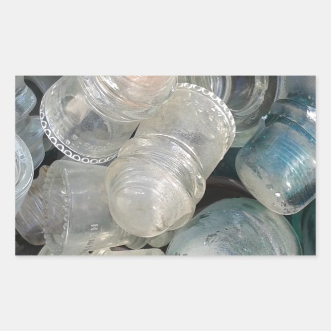 Vintage Glass Insulators Rectangular Sticker (Front)