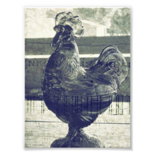 Vintage Glass Rooster Photo Print