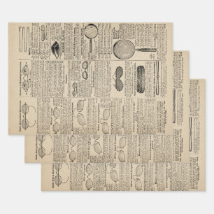 Vintage Glasses Catalogue Page Wrapping Paper Sheet