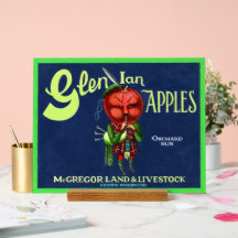 Vintage Glen Ian Apples Logo, Hooper, Washington,