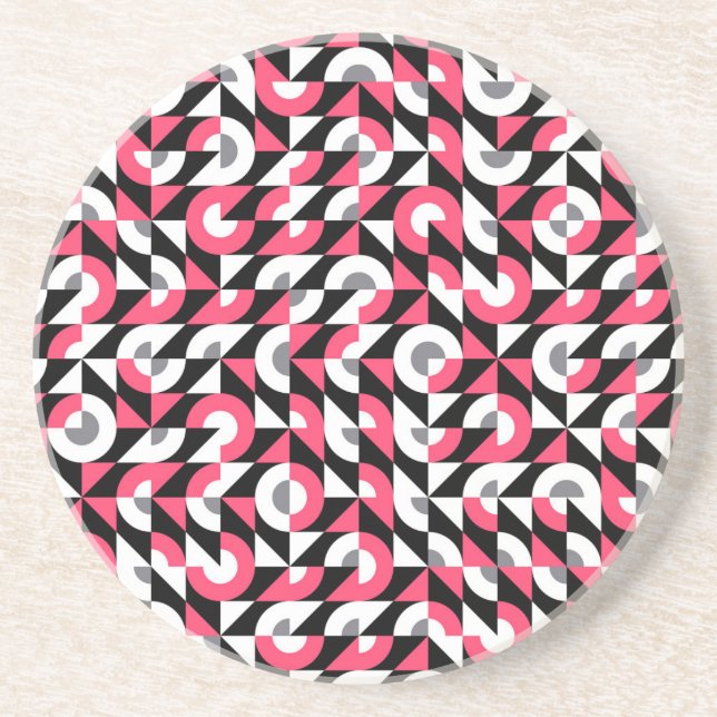 Vintage Glitch: Geometric Abstract Pattern Coaster (Front)