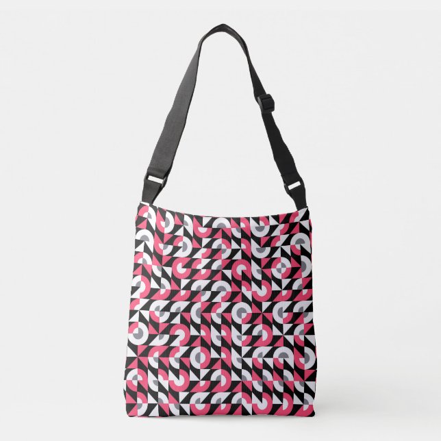 Vintage Glitch: Geometric Abstract Pattern Crossbody Bag (Front)
