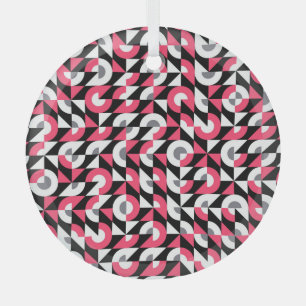 Vintage Glitch: Geometric Abstract Pattern Glass Tree Decoration
