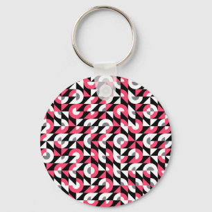 Vintage Glitch: Geometric Abstract Pattern Key Ring