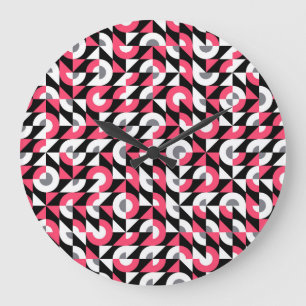 Vintage Glitch: Geometric Abstract Pattern Large Clock