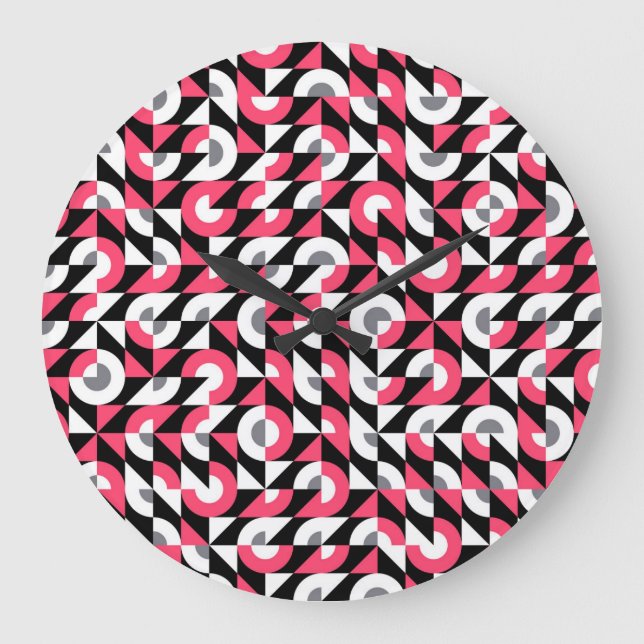 Vintage Glitch: Geometric Abstract Pattern Large Clock (Front)