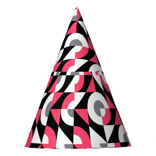 Vintage Glitch: Geometric Abstract Pattern Party Hat (Front)