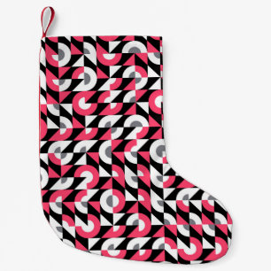 Vintage Glitch: Geometric Abstract Pattern Small Christmas Stocking