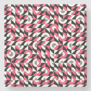 Vintage Glitch: Geometric Abstract Pattern Stone Coaster