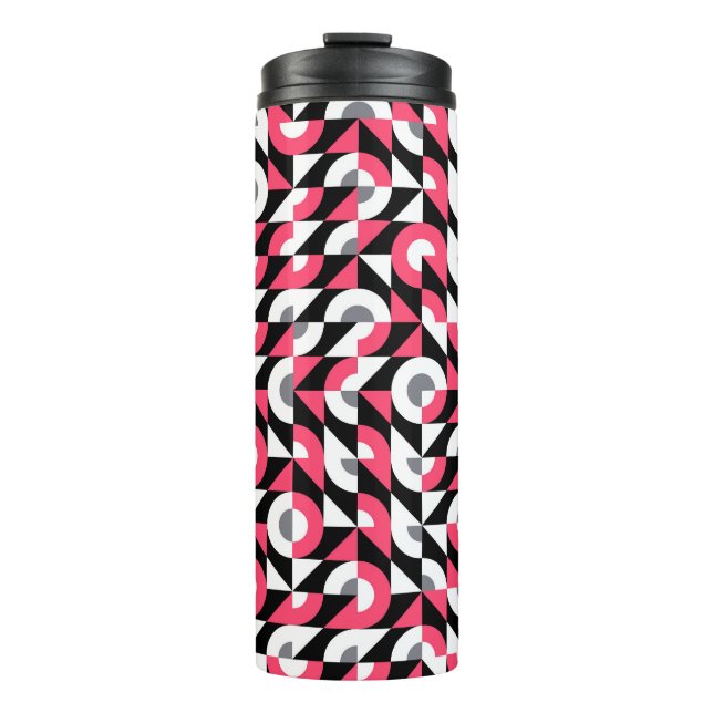 Vintage Glitch: Geometric Abstract Pattern Thermal Tumbler (Front)