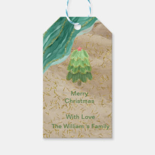 Vintage glitter Christmas tree  Gift Tags