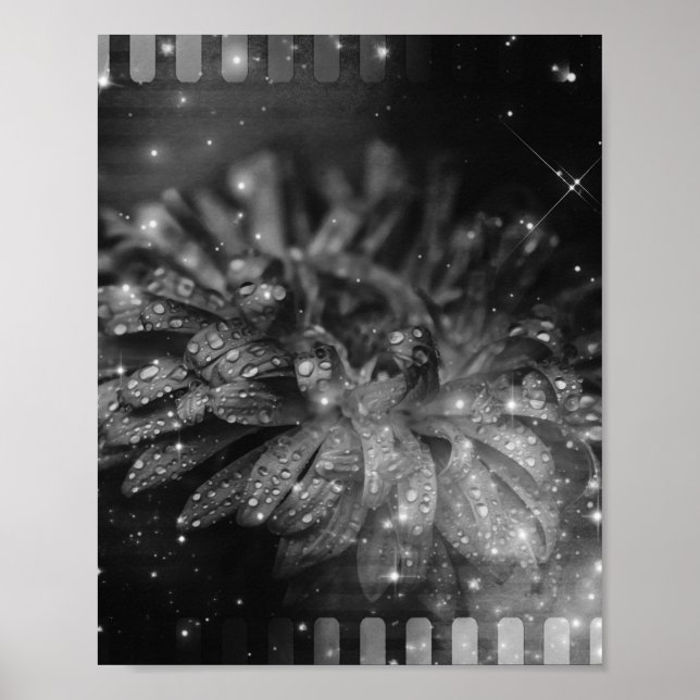 Vintage Glitter Flower Film Strip Background Poster (Front)