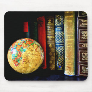 Vintage Globe and Books Mouse Mat