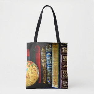 Vintage Globe and Books Tote Bag