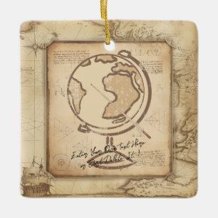 Vintage Globe. Geography & History Teacher Gift Ceramic Ornament
