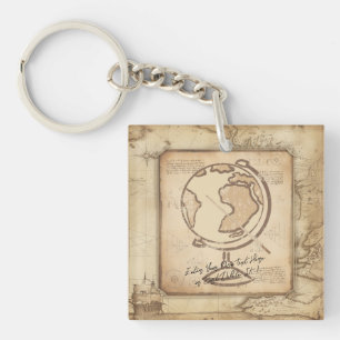 Vintage Globe. Geography & History Teacher Gift Key Ring