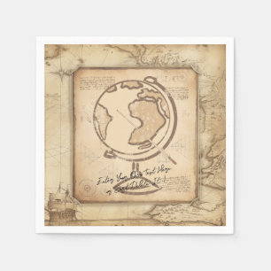 Vintage Globe. Geography & History Teacher Gift Napkin