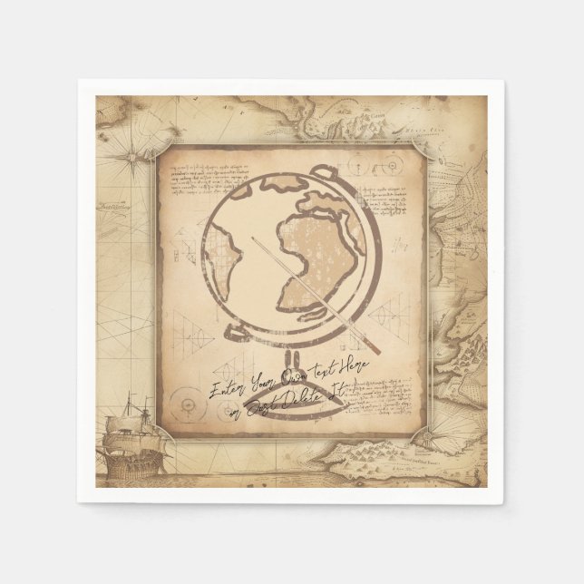 Vintage Globe. Geography & History Teacher Gift Napkin (Front)