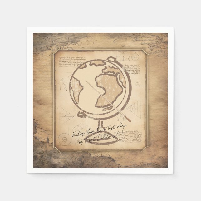 Vintage Globe. Geography & History Teacher Gift Napkin (Front)