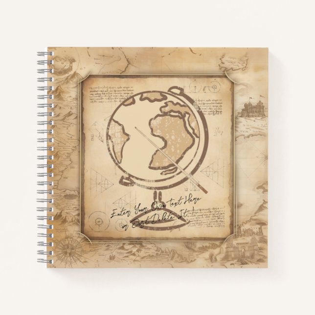 Vintage Globe. Geography & History Teacher Gift Notebook (Front)