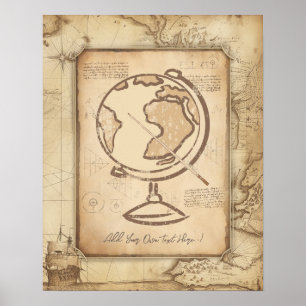 Vintage Globe. Geography & History Teacher Gift Poster