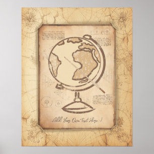 Vintage Globe. Geography & History Teacher Gift Poster
