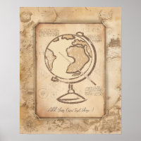 Vintage Globe. Geography & History Teacher Gift