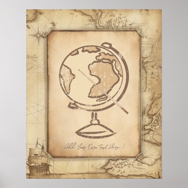 Vintage Globe. Geography & History Teacher Gift Poster (Front)