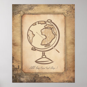 Vintage Globe. Geography & History Teacher Gift Poster