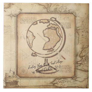 Vintage Globe. Geography & History Teacher Gift Tile