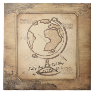 Vintage Globe. Geography & History Teacher Gift Tile