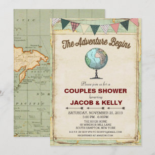 Vintage Globe Travel Couples Shower Invitation