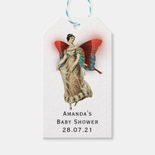 Vintage Glowing Butterfly Fairy Baby Shower Gift Tags