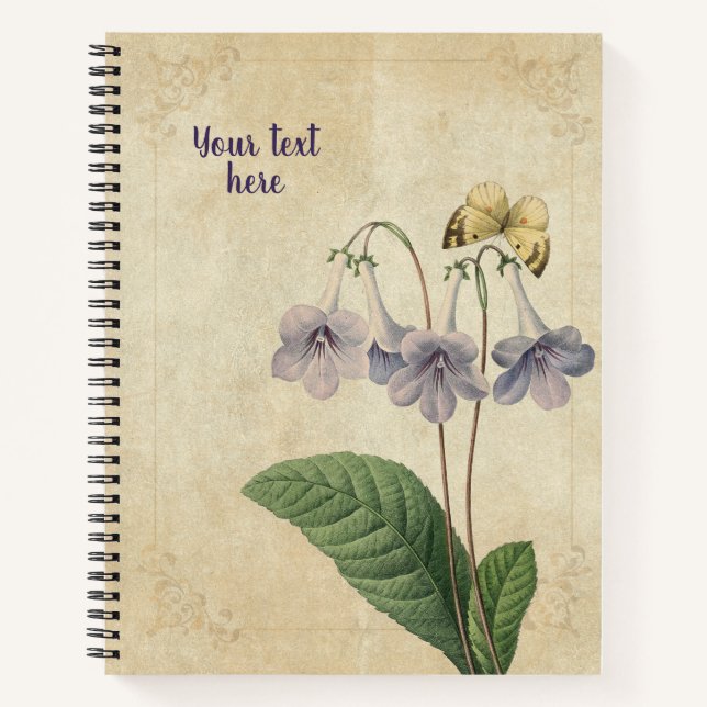 Vintage Gloxinia Notebook  (Front)